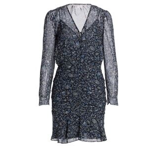 Veronica Beard Rosalia Blue Vine Floral Mini-dress Size 6 
NWOT 100% Silk